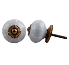 Light Grey Dot Ceramic Dresser Knob